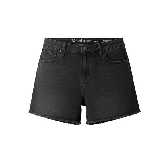 Natural Reflections Pants - Natural Reflections Denim Shorts 8 Black Raw Hem Vintage Stretch